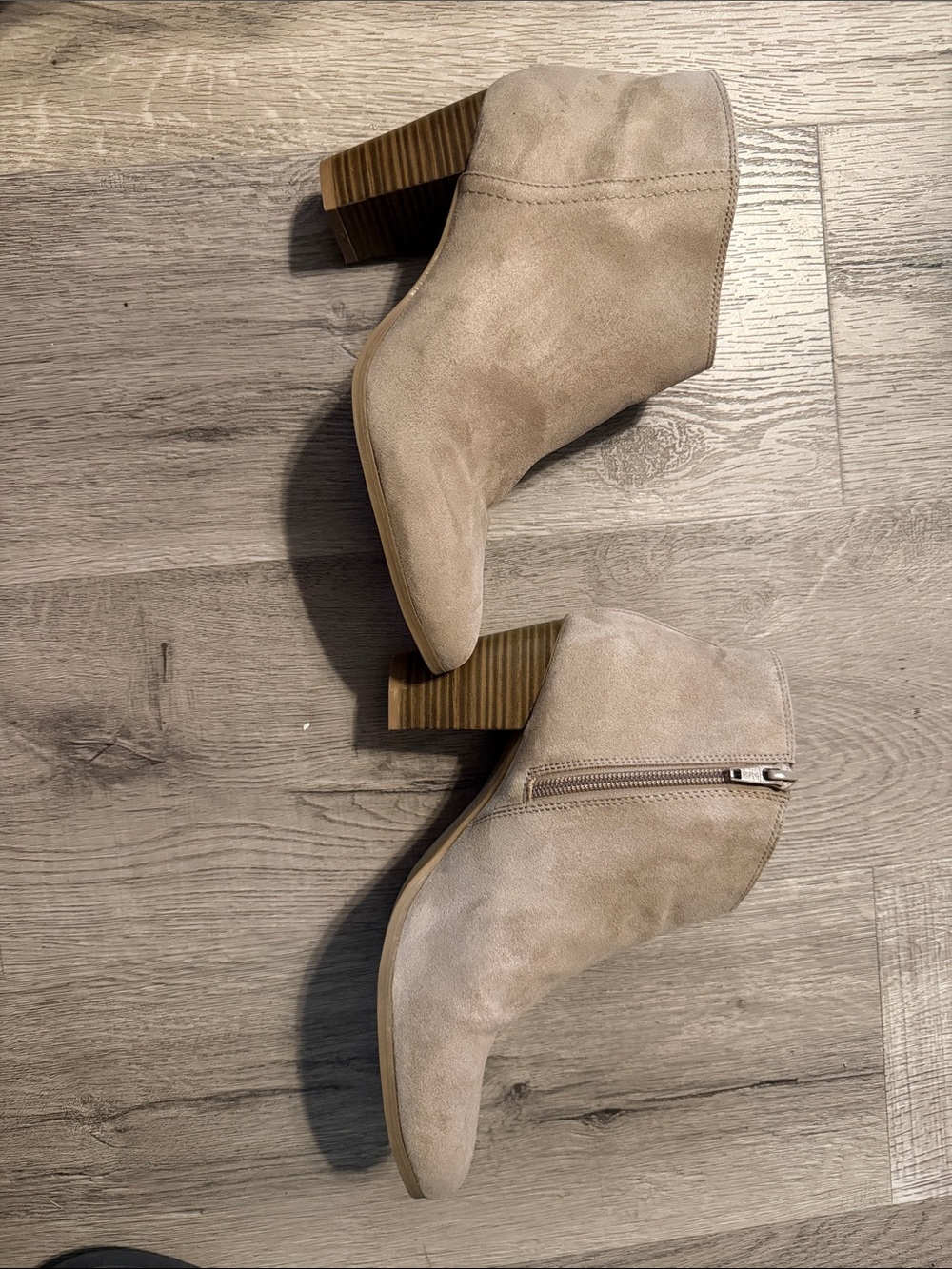 Old Navy Beige Suede-Look Ankle Booties
